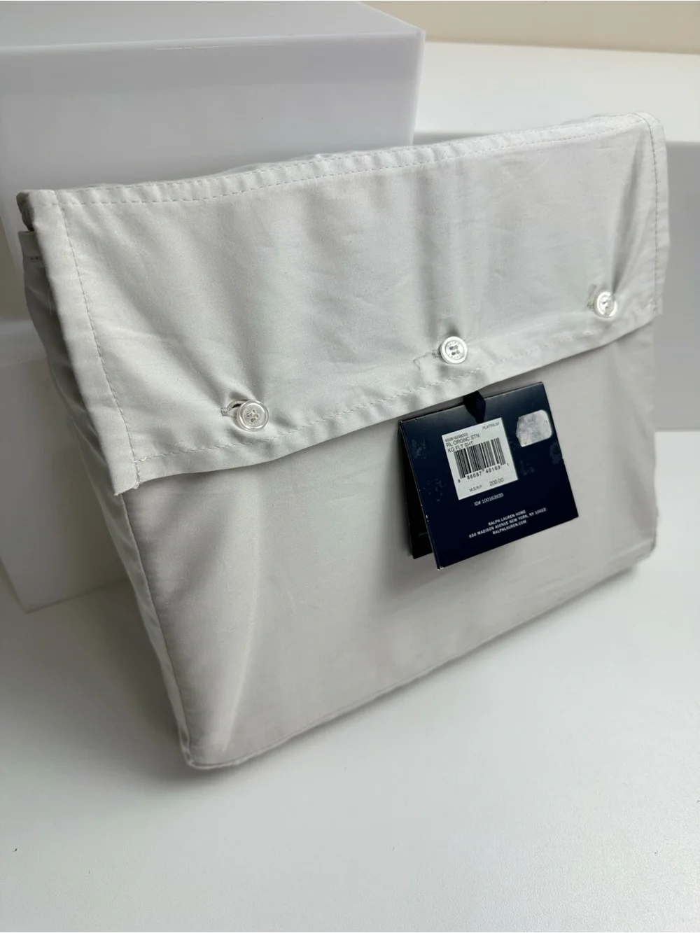 Ralph Lauren RL Home Organic Cotton Sateen King Flat Sheet Platinum NWT